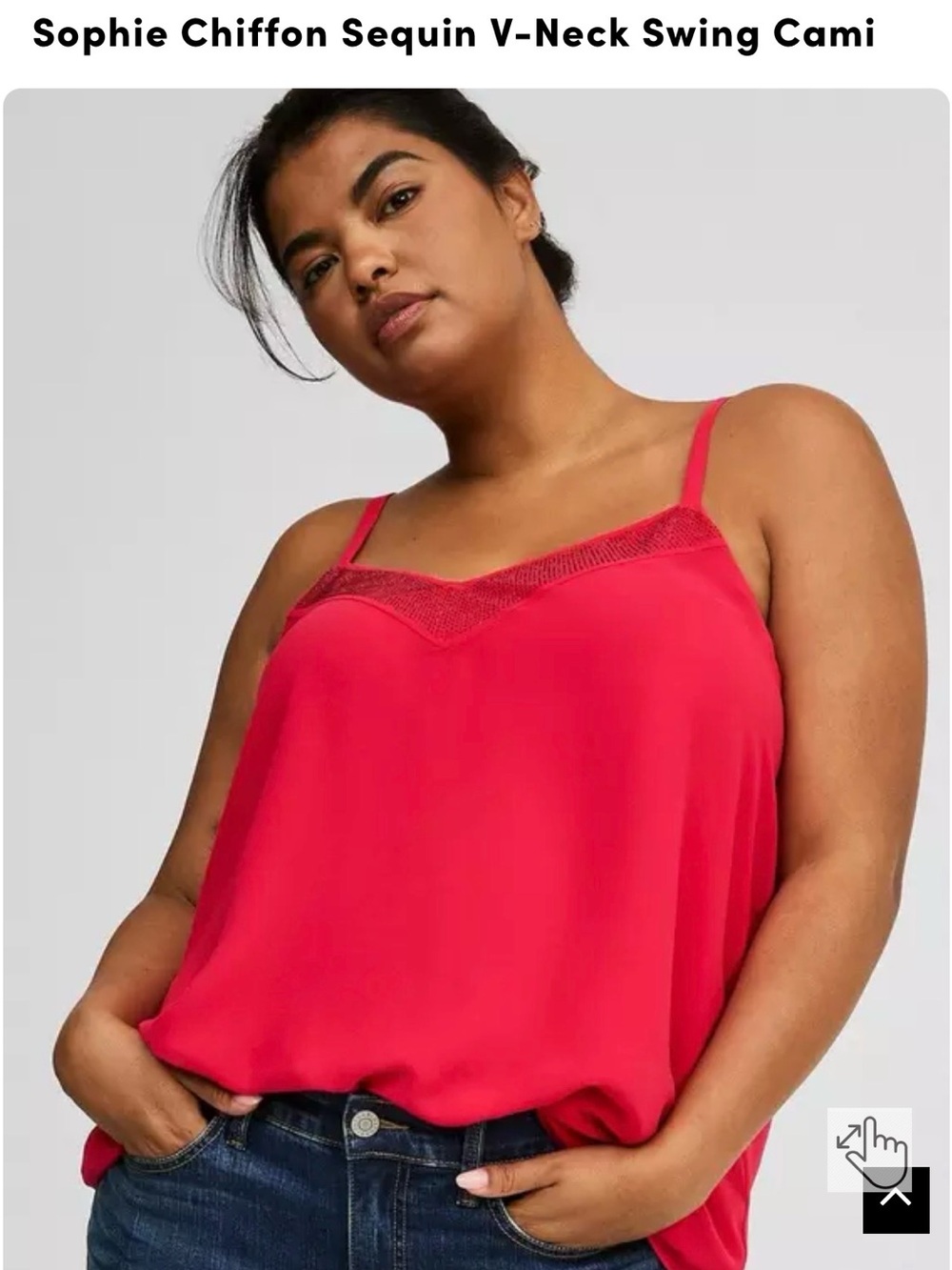 Torrid chiffon Sequin Red V‑Neck Camisole Top